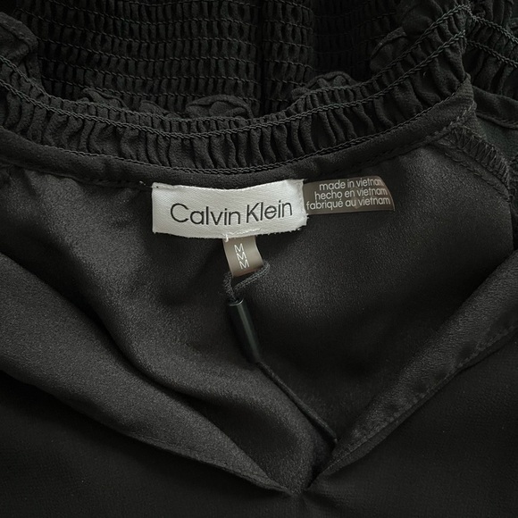 Calvin Klein | Vintage Black Tie Neck Smocked Blouse | Women’s Size Medium - Picture 8 of 9